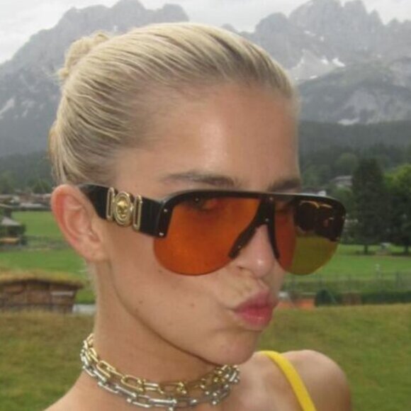 Versace VE4391 GB1/7 Shield Sunglasses - Black/Orange main image 5
